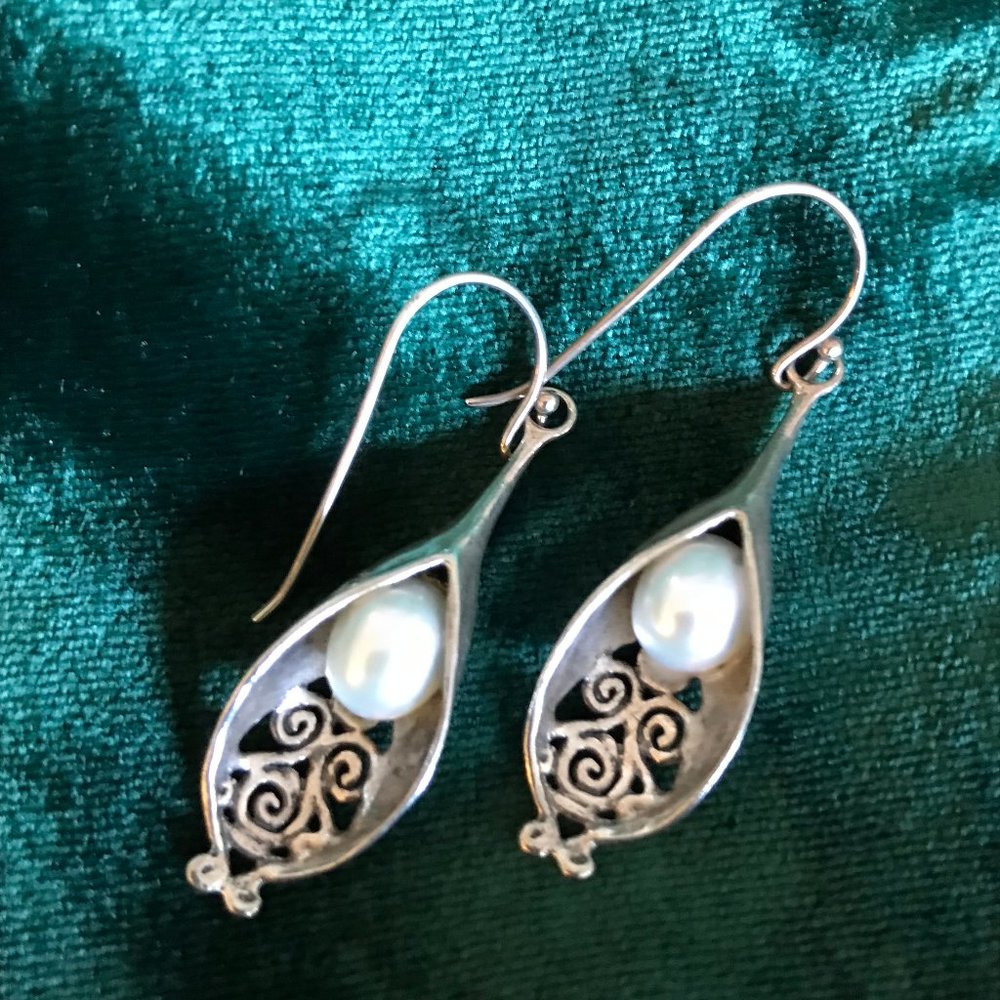 Sterling Silver and Pearl French Wire earrings